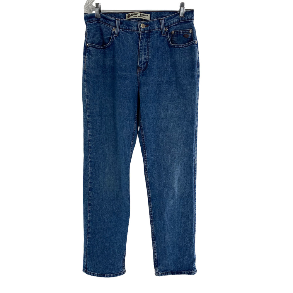 Harley Davidson Womens Jeans Denim Straight Leg Medium Wash Size 10 5 Pocket‎